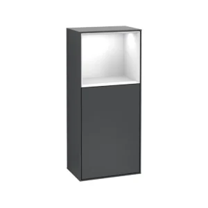 Villeroy & Boch Finion Side cabinet, with lighting, 1 door, 418 x 936 x 270 mm, Midnight Blue Lacquer