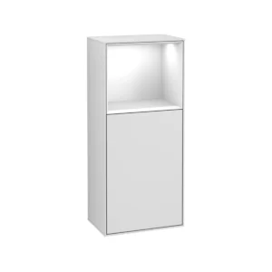 Villeroy & Boch Finion Side cabinet, with lighting, 1 door, 418 x 936 x 270 mm, White Matt Lacquer