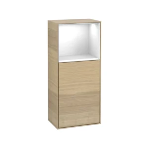 Villeroy & Boch Finion Side cabinet, with lighting, 1 door, 418 x 936 x 270 mm, Oak Veneer
