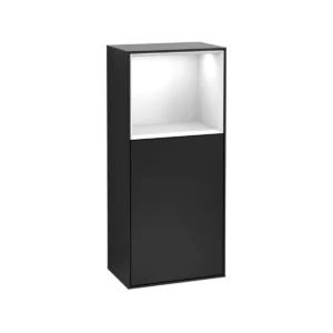 Villeroy & Boch Finion Side cabinet, with lighting, 1 door, 418 x 936 x 270 mm, Black Matt Lacquer
