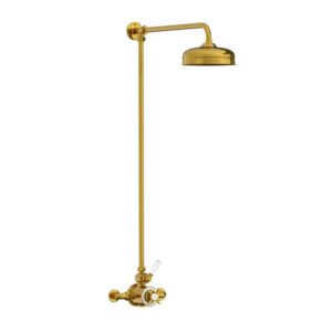 Lefroy Brooks Classic Thermostatic Valve With Riser - Antique Gold