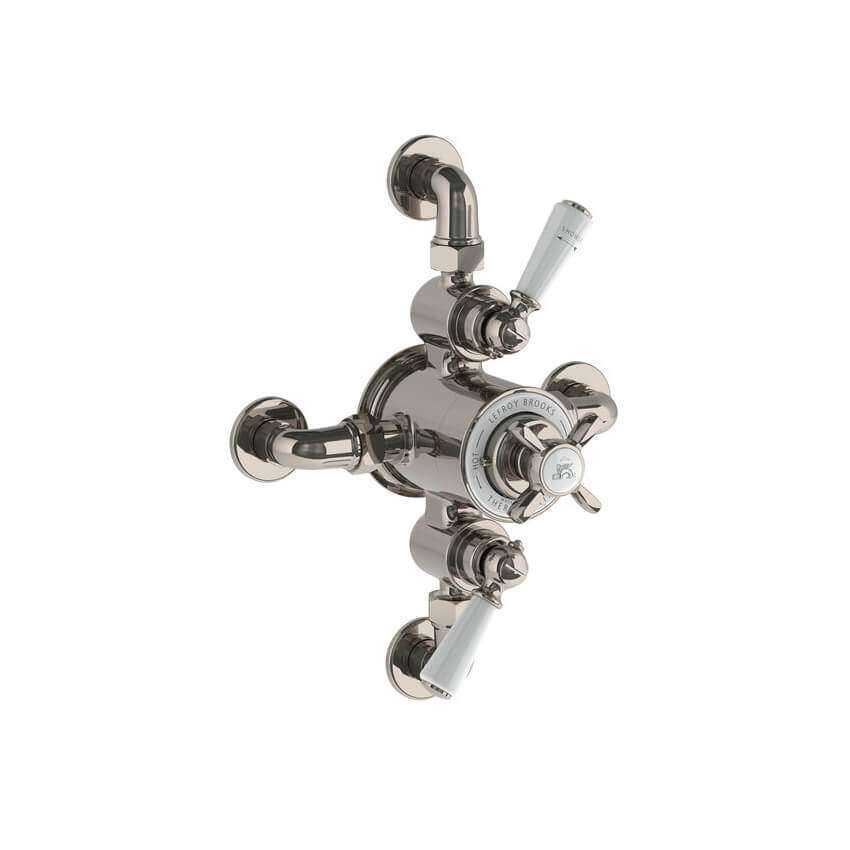 Lefroy Brooks Classic Dual Thermostatic Valve With Top/Bottom Return - Silver Nickel