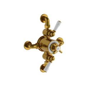 Lefroy Brooks Classic Dual Thermostatic Valve With Top/Bottom Return - Polished Brass
