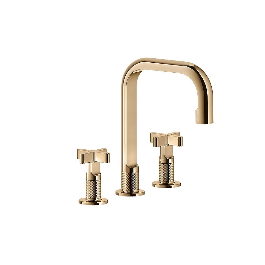 Gessi Inciso + Three Hole Basin Mixer Medium Spout