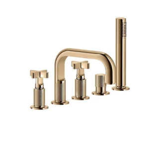 Gessi Inciso + Five Hole Bath Shower Mixer With Diverter