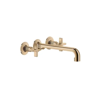 Gessi Inciso + Wall Mounted Three Hole Basin Mixer Long Spout