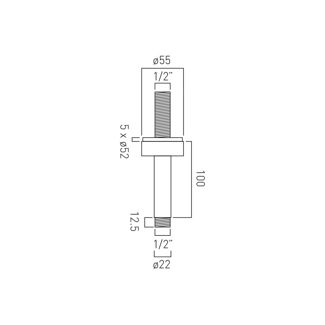 Vado Fixed Head Ceiling Mounting Arm 100mm (4'') Brushed Nickel - Image 2
