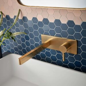 Vado Edit Wall Mounted Single Lever Basin Mixer with Rectangular Backplate - Brushed Gold