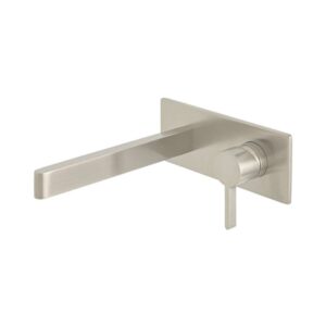 Vado Edit Wall Mounted Single Lever Basin Mixer with Rectangular Backplate - Brushed Nickel