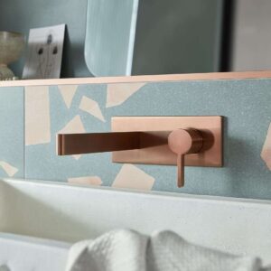 Vado Edit Wall Mounted Single Lever Basin Mixer with Rectangular Backplate - Brushed Bronze
