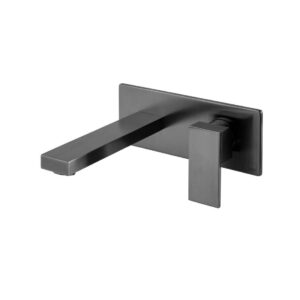 Vado Notion Wall Mounted Single Lever Basin Mixer with Rectangular Backplate - Brushed Black