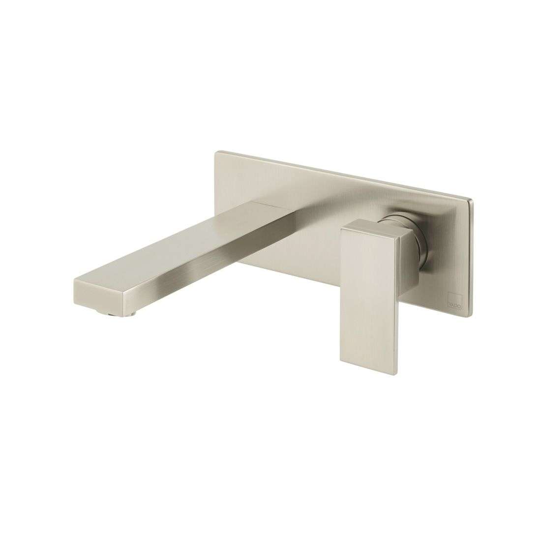 Vado Notion Wall Mounted Single Lever Basin Mixer with Rectangular Backplate - Brushed Nickel