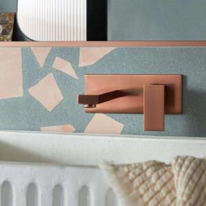 Vado Notion Wall Mounted Single Lever Basin Mixer with Rectangular Backplate - Brushed Bronze