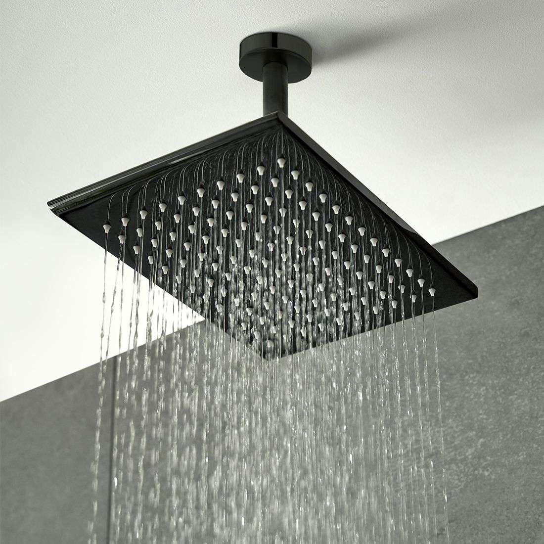 Vado Omika Noir Shower Head 200mm x 300mm, Polished Black - Image 2