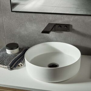 Vado Omika Wall Mounted Basin Mixer, Polished Black