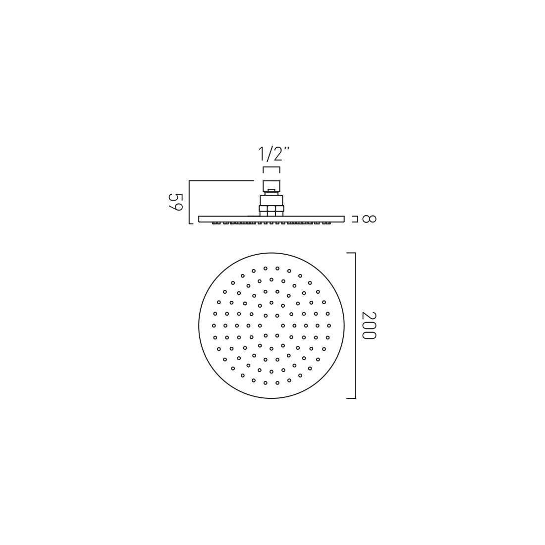 Vado Single Function Easy Clean Round Shower Head 200mm (8") Brushed Bronze - Image 2