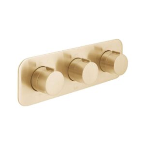 Vado Tablet Altitude Horizontal Concealed 3 Outlet, Thermostatic Valve Brushed Gold