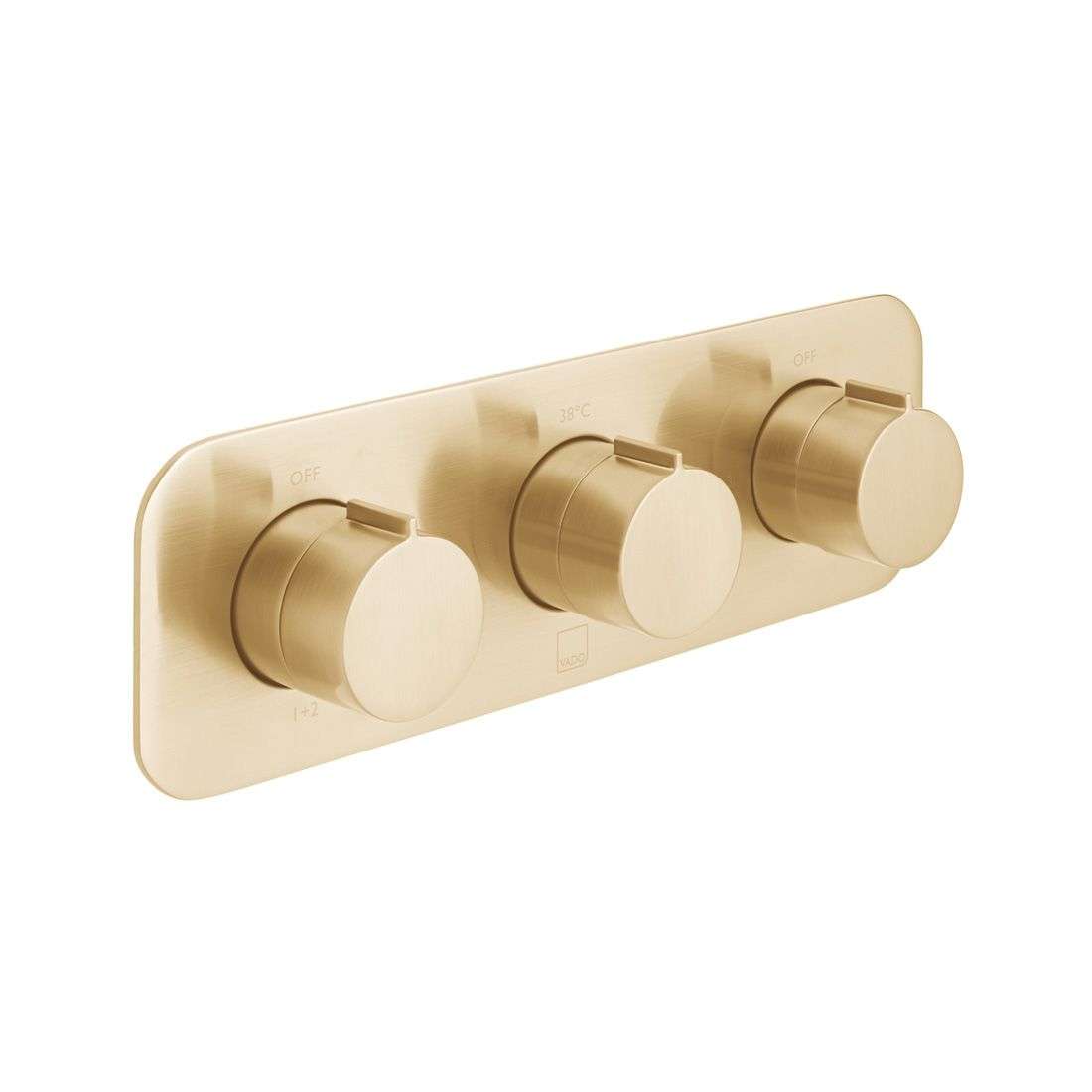 Vado Tablet Altitude Horizontal Concealed 3 Outlet, Thermostatic Valve Brushed Gold