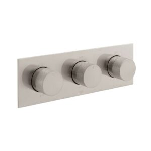 Vado Tablet Knurled Horizontal Concealed 3 Outlet Thermostatic Valve, Brushed Nickel