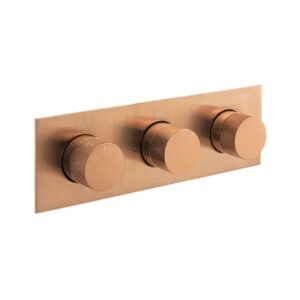 Vado Tablet Knurled Horizontal Concealed 3 Outlet Thermostatic Valve, Brushed Bronze