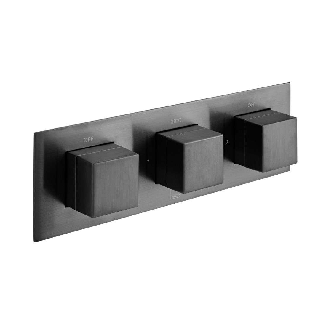 Vado Tablet Notion Horizontal Concealed 3 Outlet Thermostatic Valve, Brushed Black