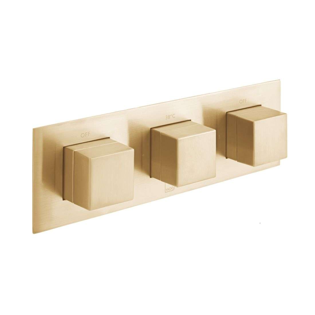Vado Tablet Notion Horizontal Concealed 3 Outlet Thermostatic Valve, Brushed Gold