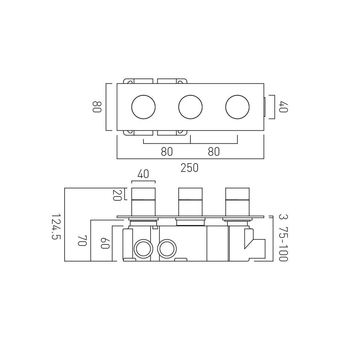 Vado Tablet Omika 3 Outlet Horizontal Concealed Thermostatic Valve, Chrome - Image 2