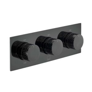 Vado Tablet Omika 3 Outlet Horizontal Concealed Thermostatic Valve, Polished Black