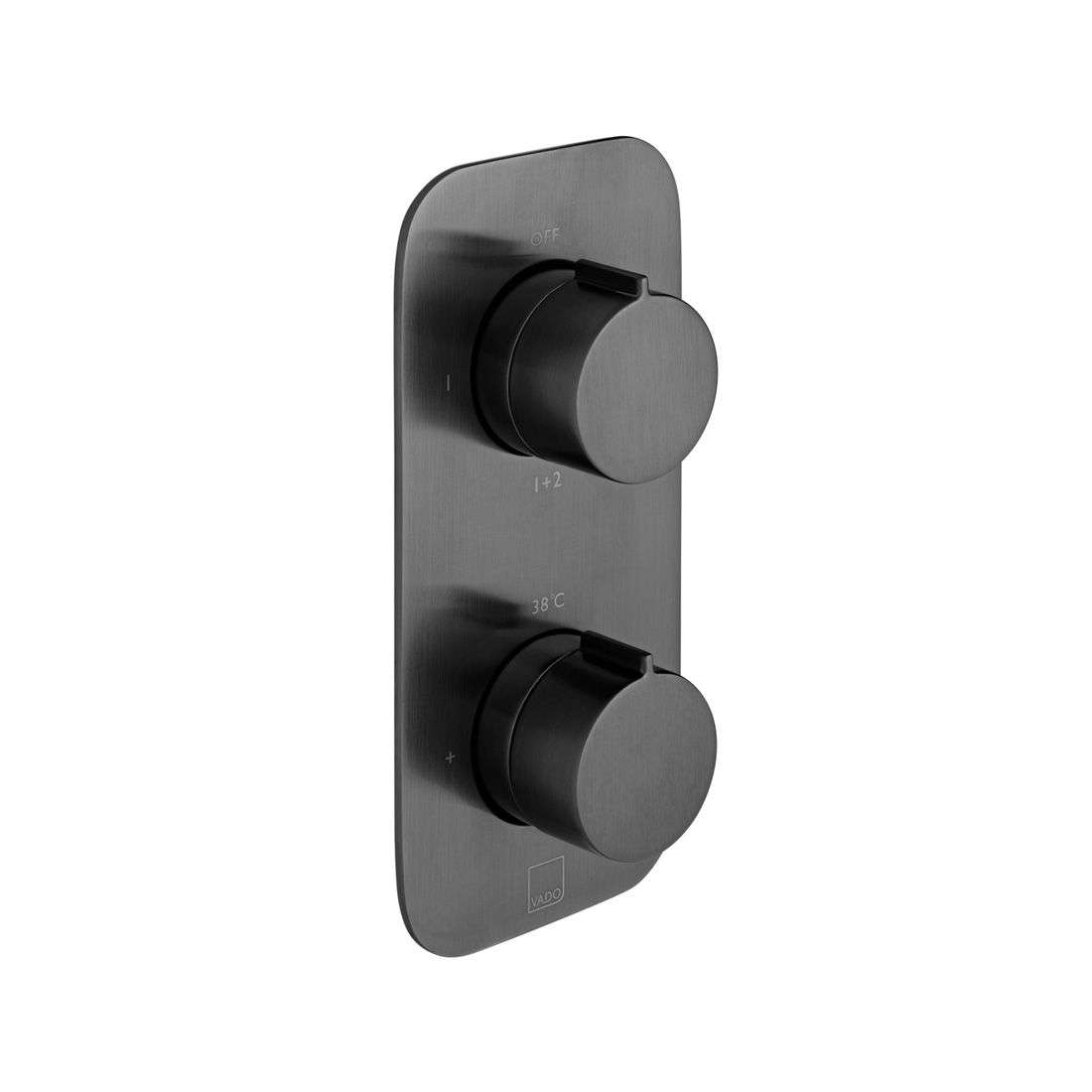 Vado Tablet Altitude Vertical Concealed 2 Outlet Thermostatic Valve, Brushed Black
