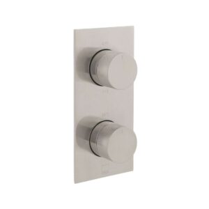 Vado Tablet Knurled Vertical Concealed 2 Outlet Thermostatic Valve, Brushed Nickel