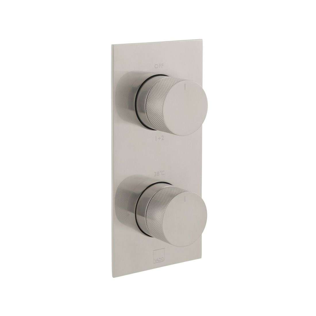 Vado Tablet Knurled Vertical Concealed 2 Outlet Thermostatic Valve, Brushed Nickel