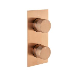 Vado Tablet Knurled Vertical Concealed 2 Outlet Thermostatic Valve, Brushed Bronze