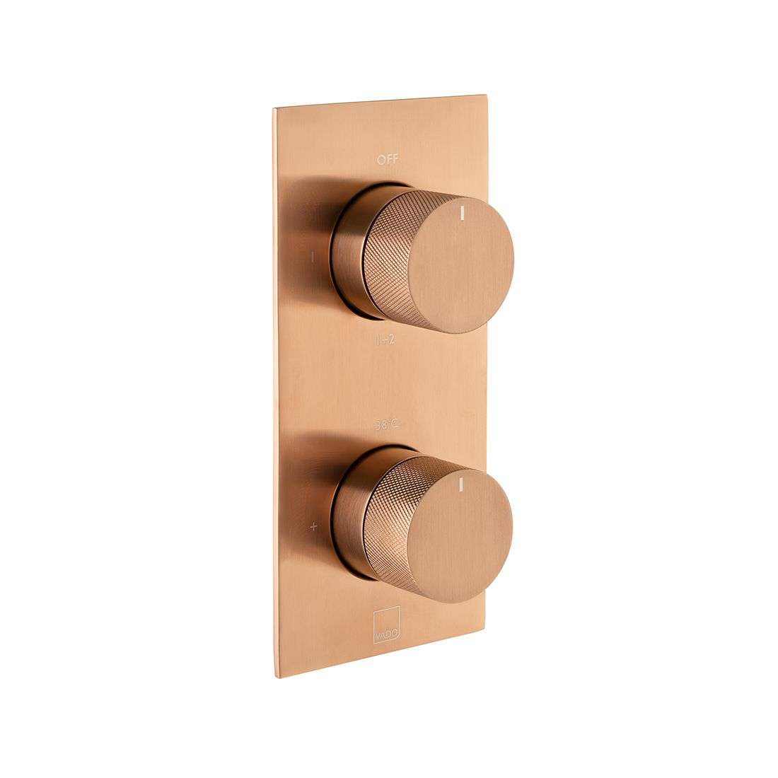 Vado Tablet Knurled Vertical Concealed 2 Outlet Thermostatic Valve, Brushed Bronze