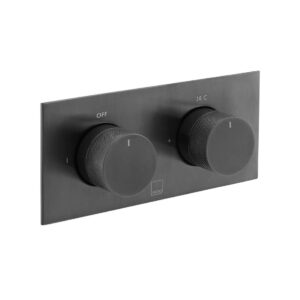 Vado Tablet Knurled Horizontal Concealed 2 Outlet Thermostatic Valve, Brushed Black