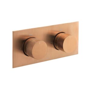 Vado Tablet Knurled Horizontal Concealed 2 Outlet Thermostatic Valve, Brushed Bronze