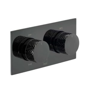 Vado Tablet Omika 2 Outlet Horizontal Concealed Thermostatic Valve, Polished Black