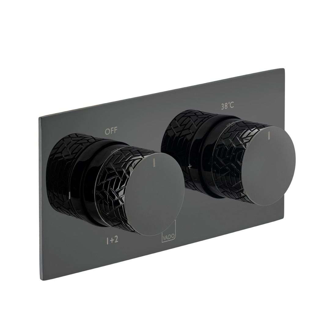 Vado Tablet Omika 2 Outlet Horizontal Concealed Thermostatic Valve, Polished Black