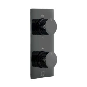 Vado Tablet Omika 2 Outlet Vertical Concealed Thermostatic Valve, Polished Black