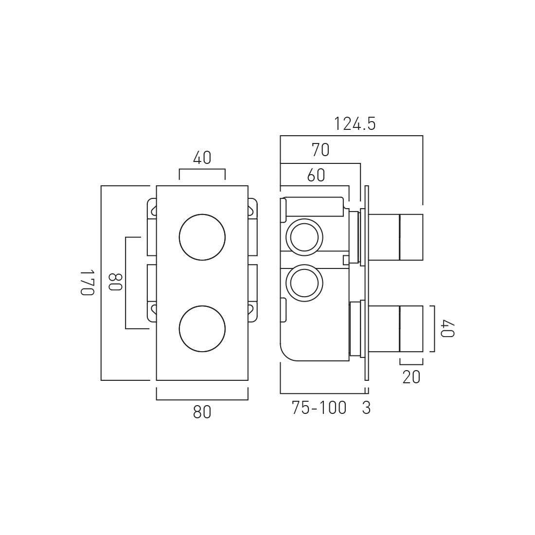 Vado Tablet Omika 2 Outlet Vertical Concealed Thermostatic Valve, Polished Black - Image 4