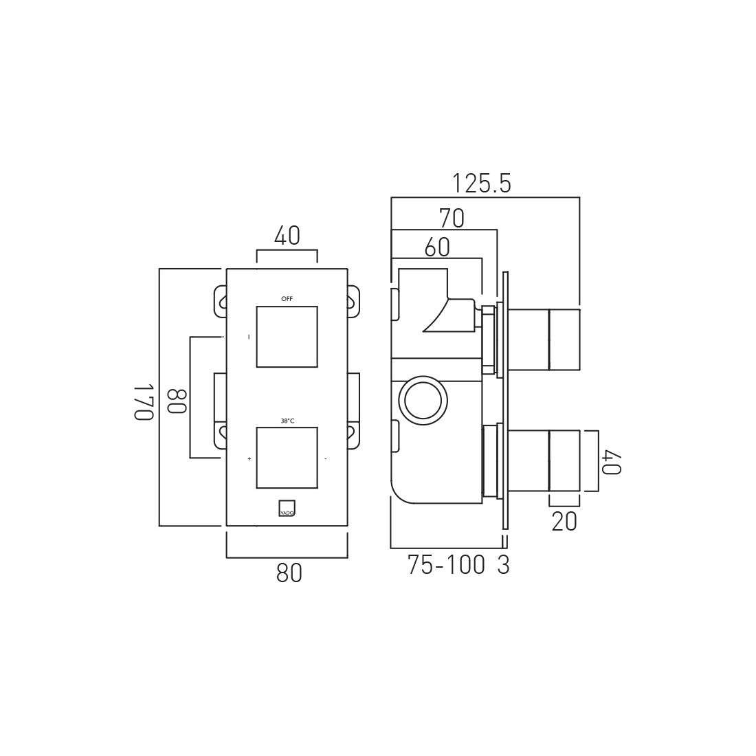 Vado Tablet Notion Vertical Concealed 2 Outlet Thermostatic Valve, Brushed Bronze - Image 2