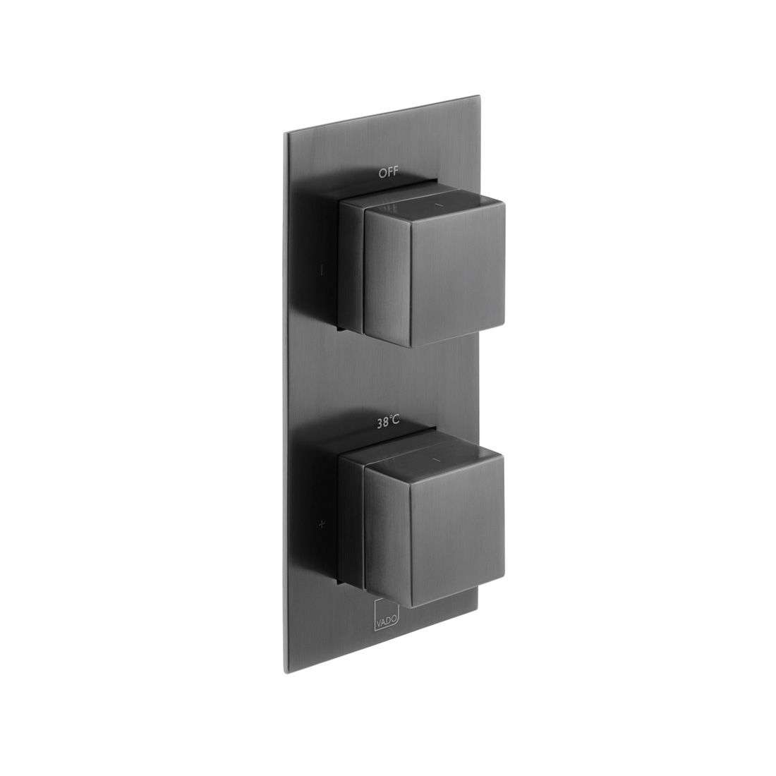 Vado Tablet Notion Vertical Concealed 2 Outlet Thermostatic Valve, Brushed Black