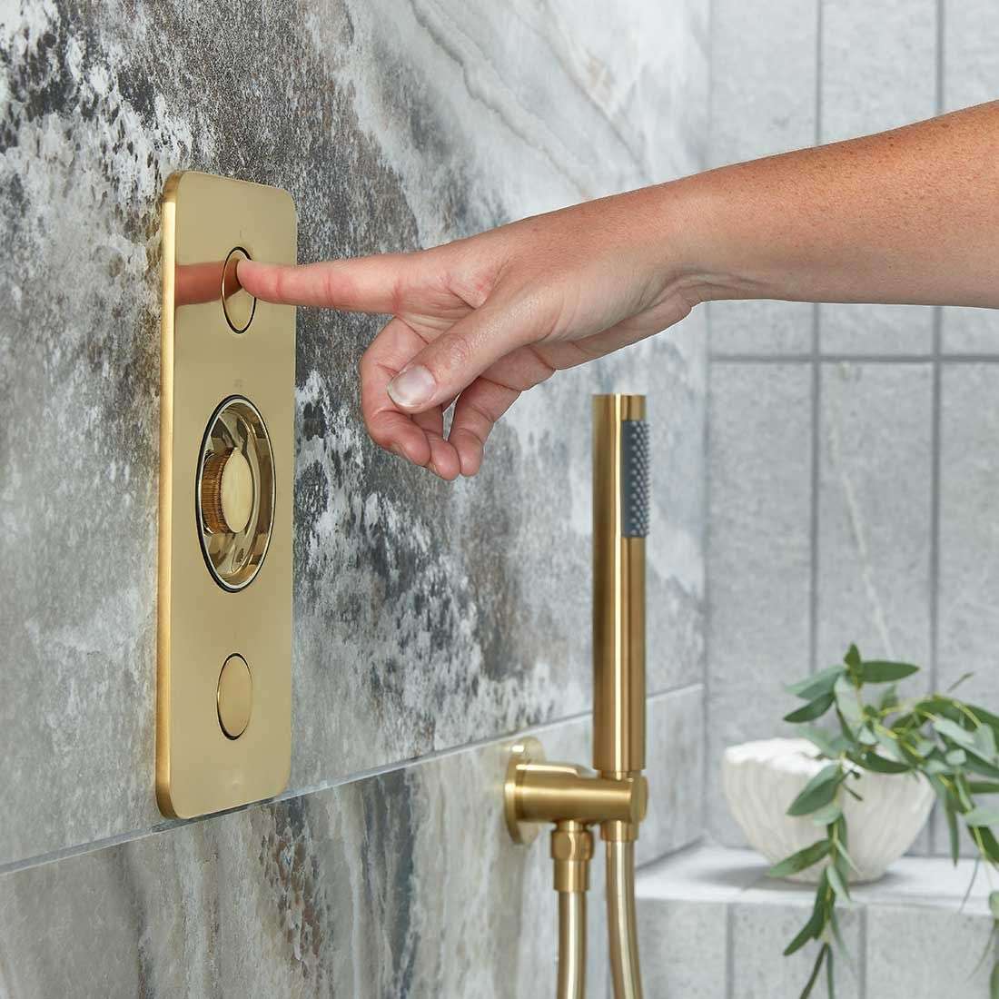 Vado Zone 2 Outlet Vertical Concealed Thermostatic Valve, Brushed Gold - Image 3
