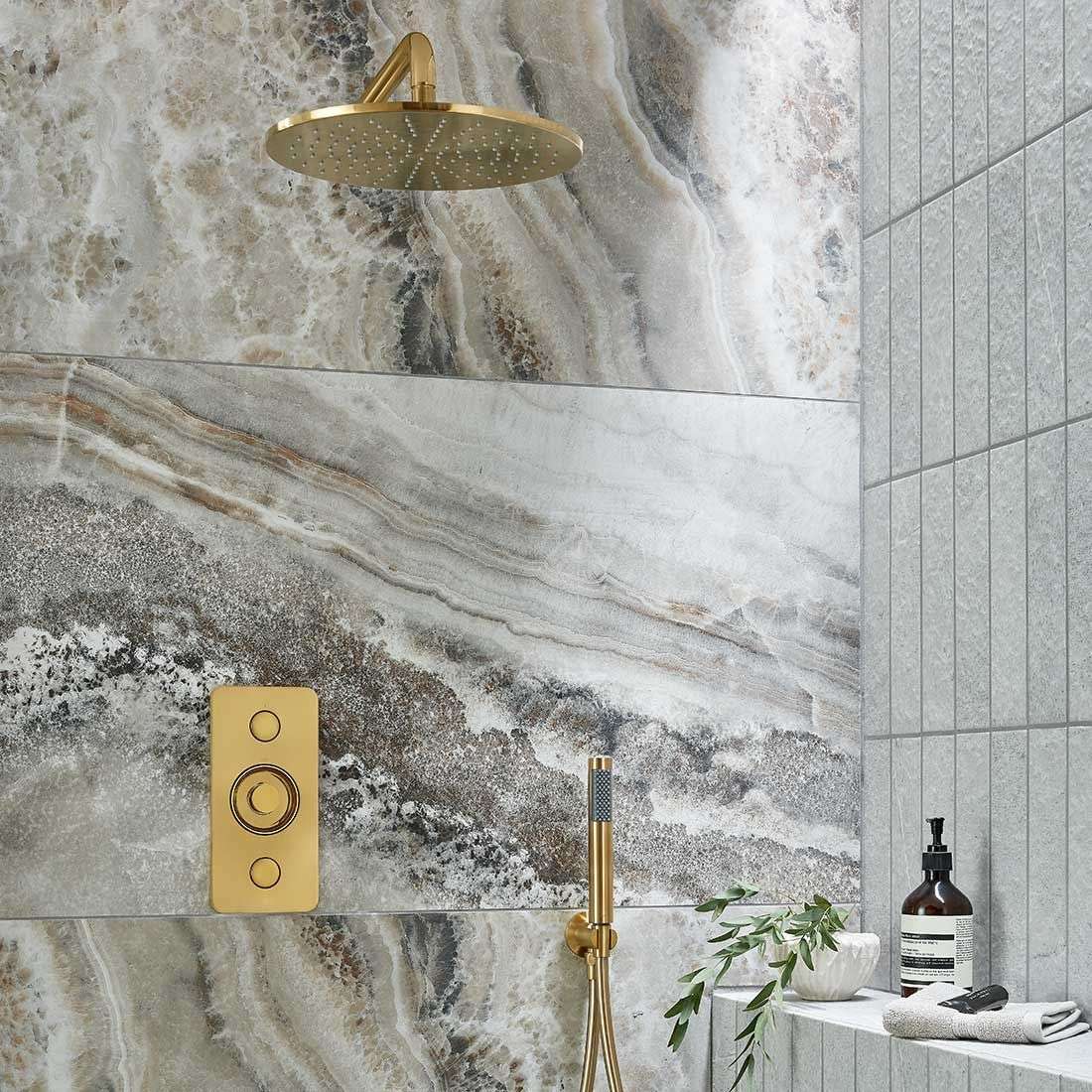 Vado Zone 2 Outlet Vertical Concealed Thermostatic Valve, Brushed Gold - Image 2
