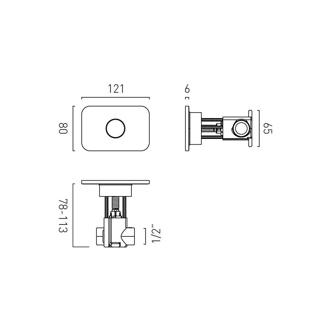 Vado Zone Horizontal Concealed Stop Valve, Brushed Bronze - Image 2