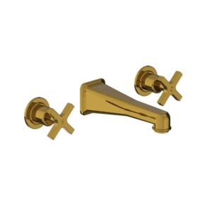 Lefroy Brooks Janey Mac Wall Mounted Basin Mixer With Cross Handles - Polished Brass