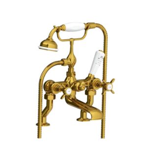 Lefroy Brooks Classic Bath Shower Mixer - Antique Gold
