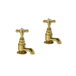 Lefroy Brooks Classic Cloakroom Basin Pillar Taps - Antique Gold