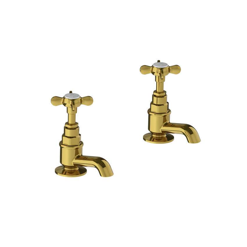 Lefroy Brooks Classic Cloakroom Basin Pillar Taps - Antique Gold