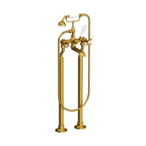 Lefroy Brooks Classic Bath Shower Mixer With Standpipes - Antique Gold