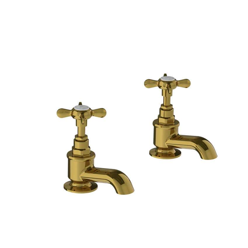 Lefroy Brooks Classic Bath Pillar Taps - Polished Brass